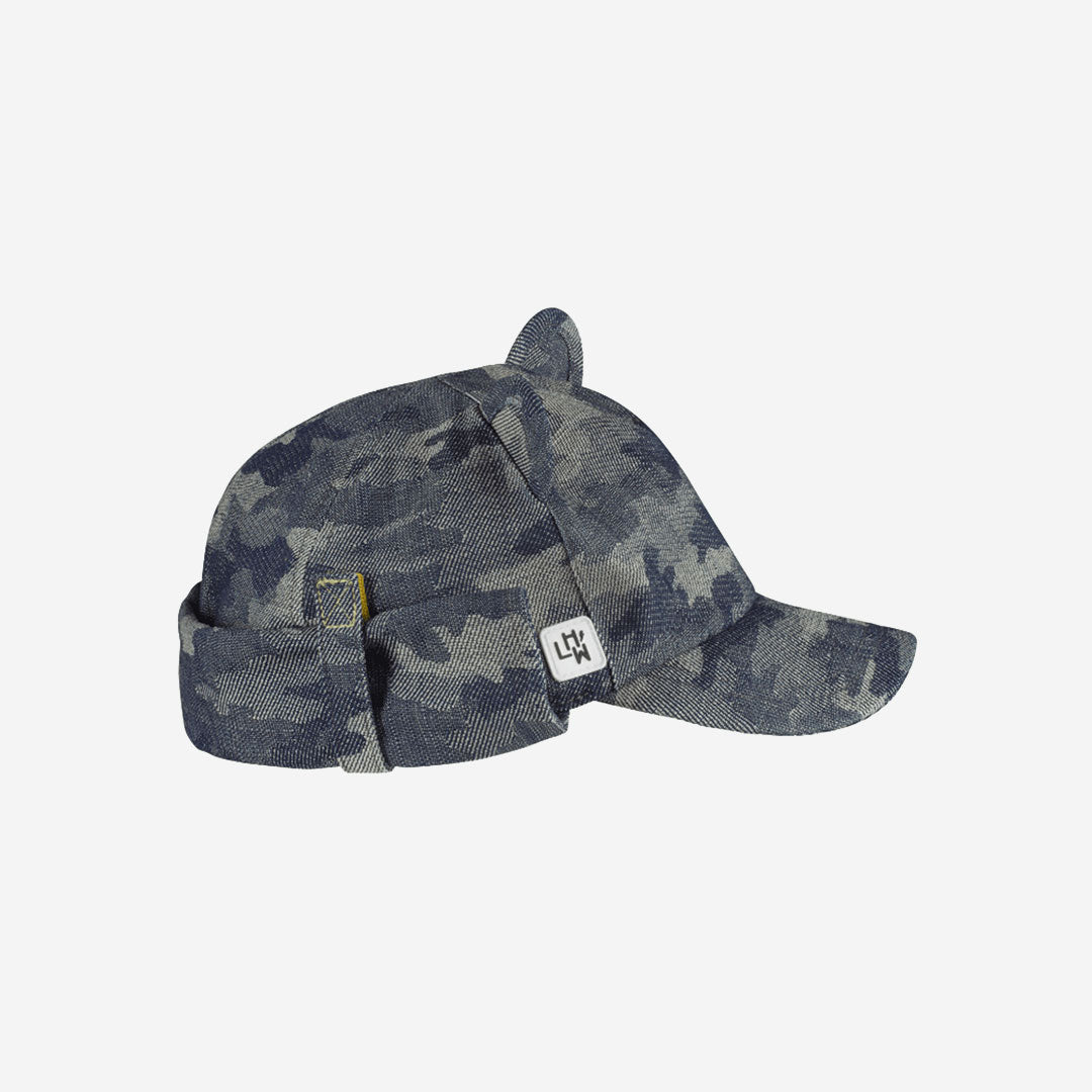 Kids Cub hat with neck flap: Denim Camo