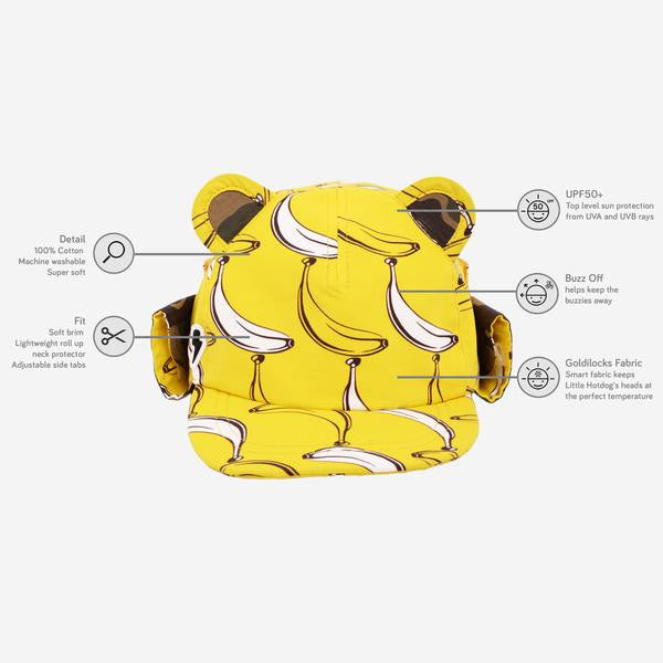 Diagram showing childs sun hat technology featuring UPF50+ uva and uvb sun protection and mosquito repllancy (Image #11)