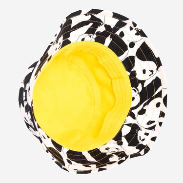 Inside image with yellow lining of Panda Pop print hat Adventurer sunhat from Little Hotdog Watson (Image #3)
