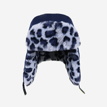 Adults Arctic Cub Trapper Hat: Navy with Leopard Fur (Image #3)