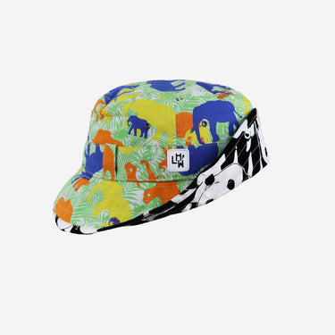Side view of Kids elephant print sun hat with logo badge at the side (Image #2)