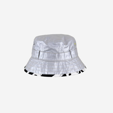 Front view of Kids silver metallic sun hat (Image #1)