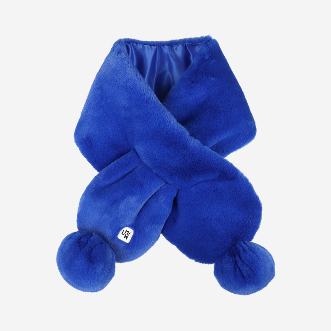 Kids faux fur blue coloured scarf