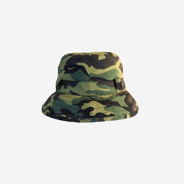 Kids sun bucket hat in camo khaki green print (Image #1)