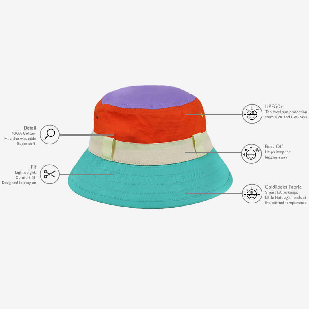 Cool Kids UV Protection Multi Colour Panel Bucket Hat – Little Hotdog Watson