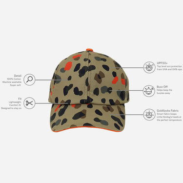 Kids sun baseball hat in neutral leopard print (Image #8)