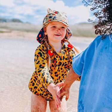 Kid wearing leopard print sun hat (Image #6)