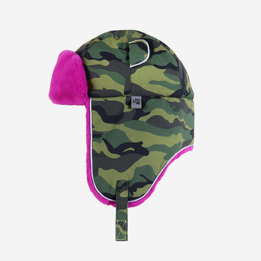 Camo print winter trapper hat with pink faux fur (Image #1)