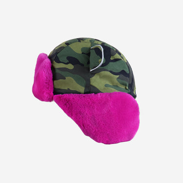 Camo print winter trapper hat with pink faux fur (Image #4)