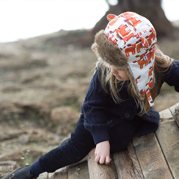 Kid wearing a moose print hat from Little Hotdog Watson (Image #10)