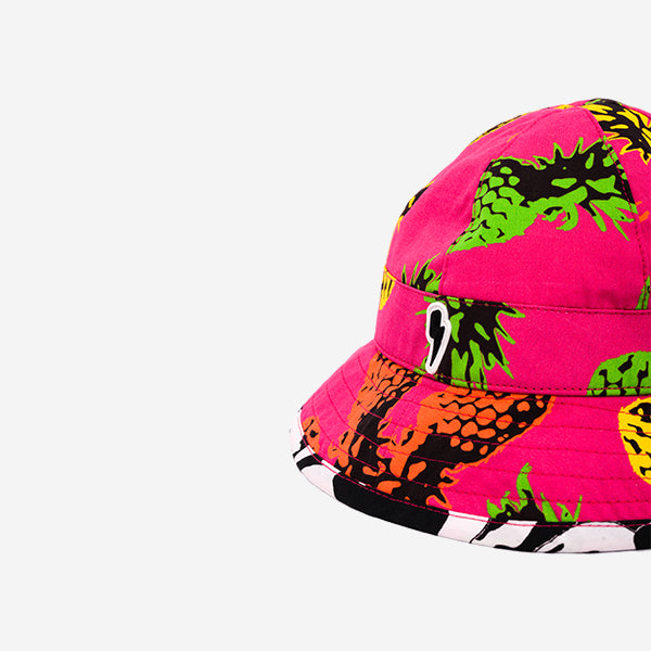 Close up side view of Little Hotdog Watson kids cub sun hat in Pineapple Punch (Image #3)